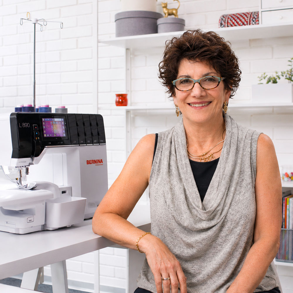 Barbara Goldkorn working at a BERNINA serger