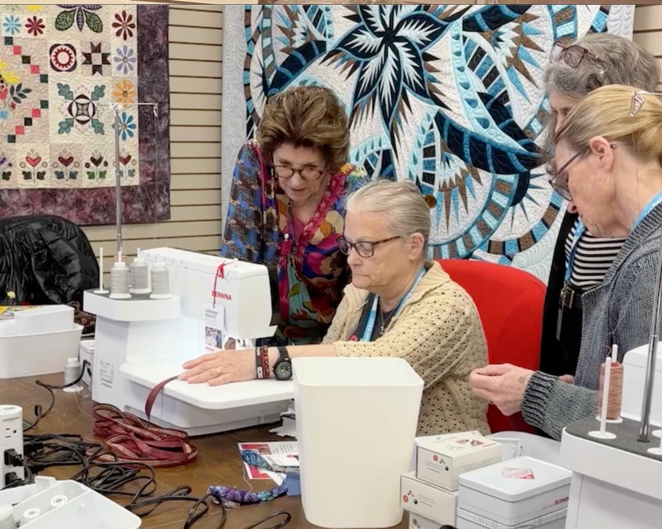 Barbara leading a hands-on serger class