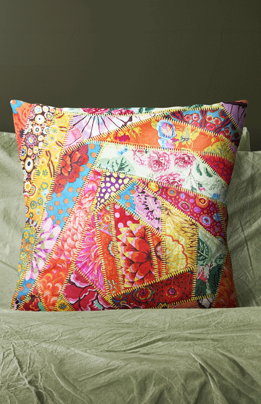 Crazy Quilted Pillow — serger pattern by Barbara Goldkorn